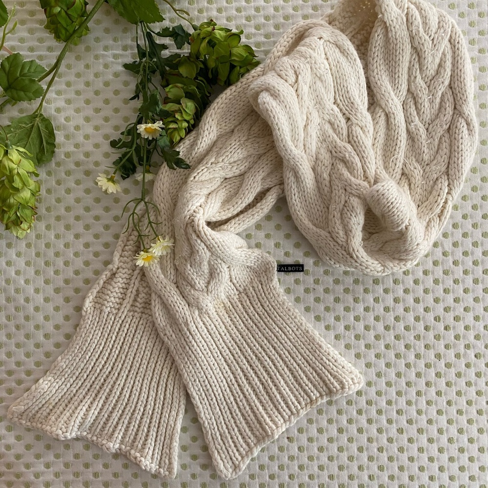 Talbots Cable Knit Angora Rabbit Hair Scarf